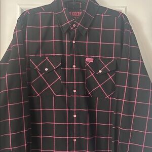 Dixxon Flannel Co Men's Large 'Hope' Flannel Black and Pink Snap